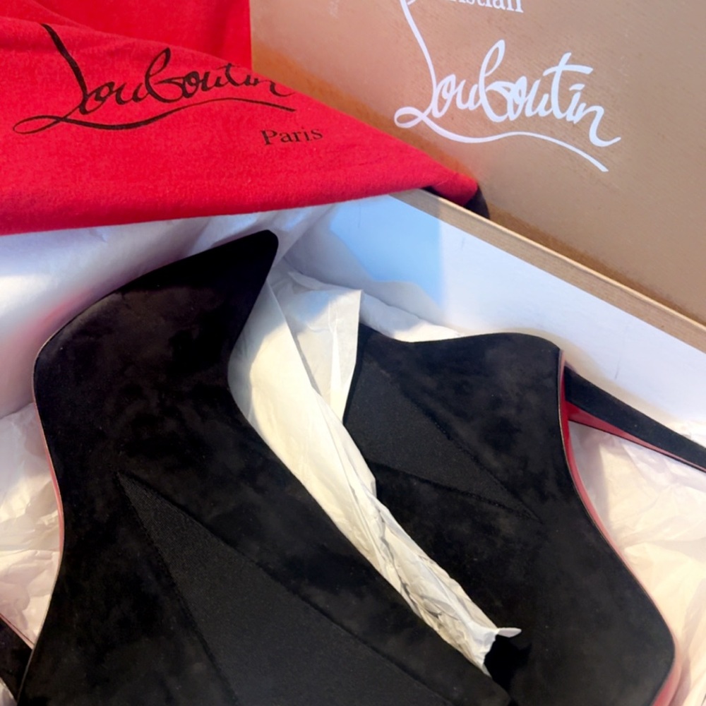 Christian Louboutin So Apostropha Black Boots with Signature Red Soles